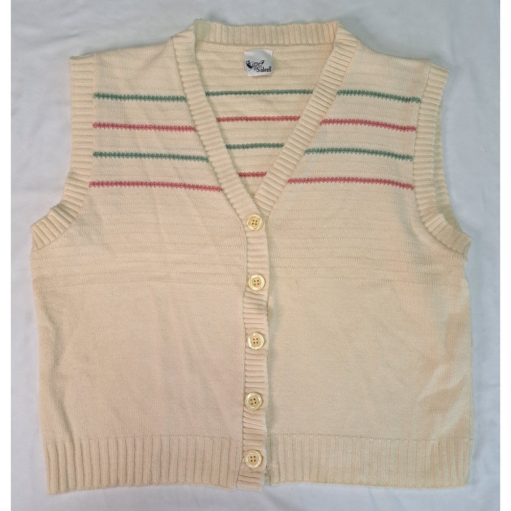 Salem Medium Vtg Sweater Vest Knit Twee Cottagecore Pastel Prairie Boho Hippie‎